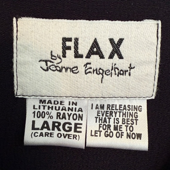 FLAX by Jeanne Englehart  Vintage Black Button-Front Midi Dress Large - Picture 4 of 5